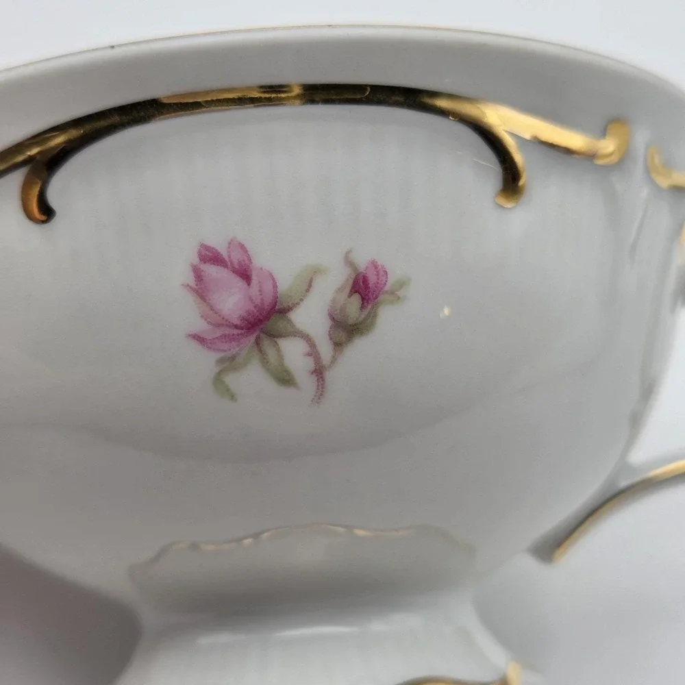 Vintage Bavaria Schumann Arzberg Wild Rose Dessert Plate, Teacup & Saucer Set